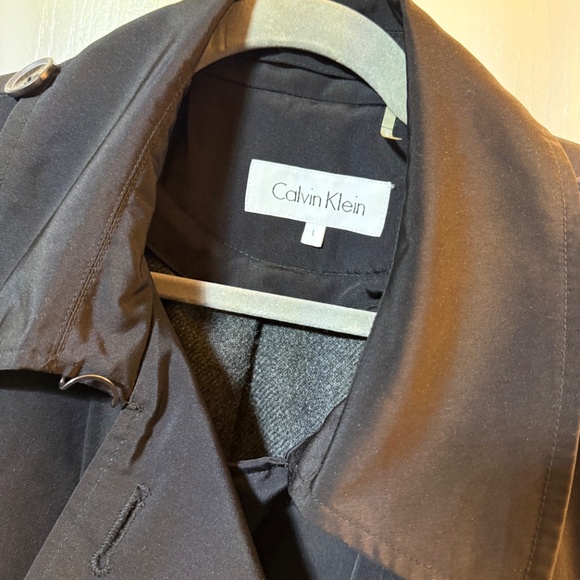 CALVIN KLEIN Womens Black Belted Trench Coat Size Large L - Picture 4 of 6